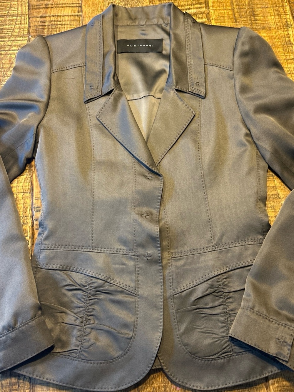 Elie Tahari Women's silk Tailored Blazer with Ruched Pockets